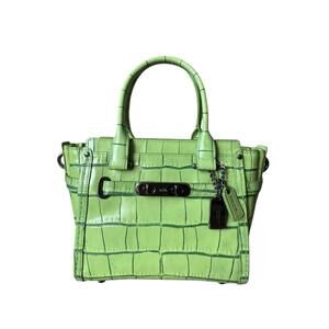 Coach Croc-Embossed Leather Mini Satchel Swagger Bag